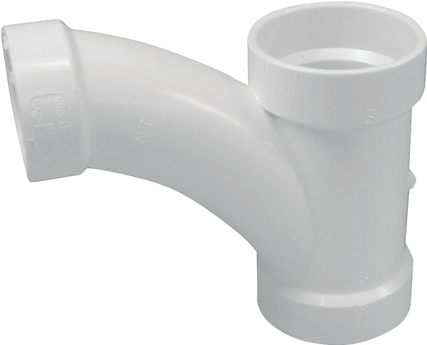 Canplas 194337 PVC DWV Long Turn TY, 4 x 4 x 2-Inch, White