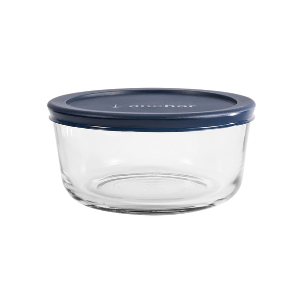 Anchor Hocking Classic Glass Food Storage Container with Lid, Blue, 4 Cup 85907L24