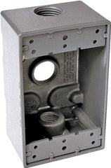 Hubbell-Bell 5324-0 Single-Gang Weatherproof Box Three 3/4 in. Threaded Outlets, Gray Finish