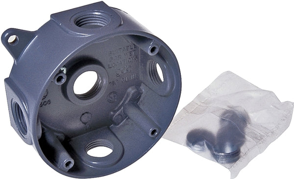 Hubbell 5361-0 Splice Box, 16.1 Cu-In, 1-1/2 In D, Gray