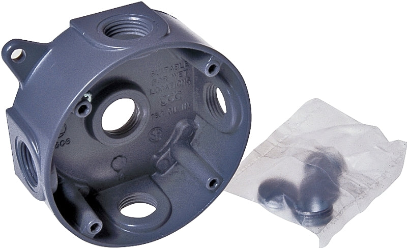 Hubbell 5361-0 Splice Box, 16.1 Cu-In, 1-1/2 In D, Gray