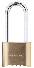 Master Lock Brass Combination Lock, Gate Lock for Outdoor Fence or Shed, Customizable Combination Padlock with Extended 2-1/4-Inch-Long Shackle, 175DLH