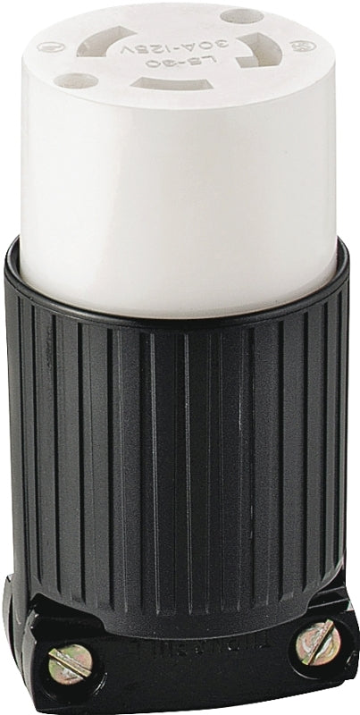 EATON Wiring L530C-L 3-Wire Twist Lock Connector with 30-Amp 125-Volt Rating, Black/White