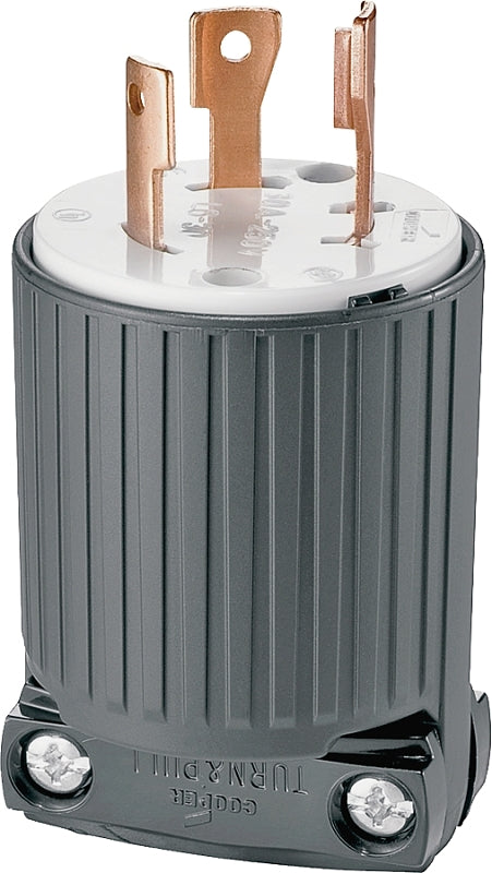 EATON L630P Twist Lock Electrical Plug, 250 V, 30 A, 2 P, 3 W, Black And White