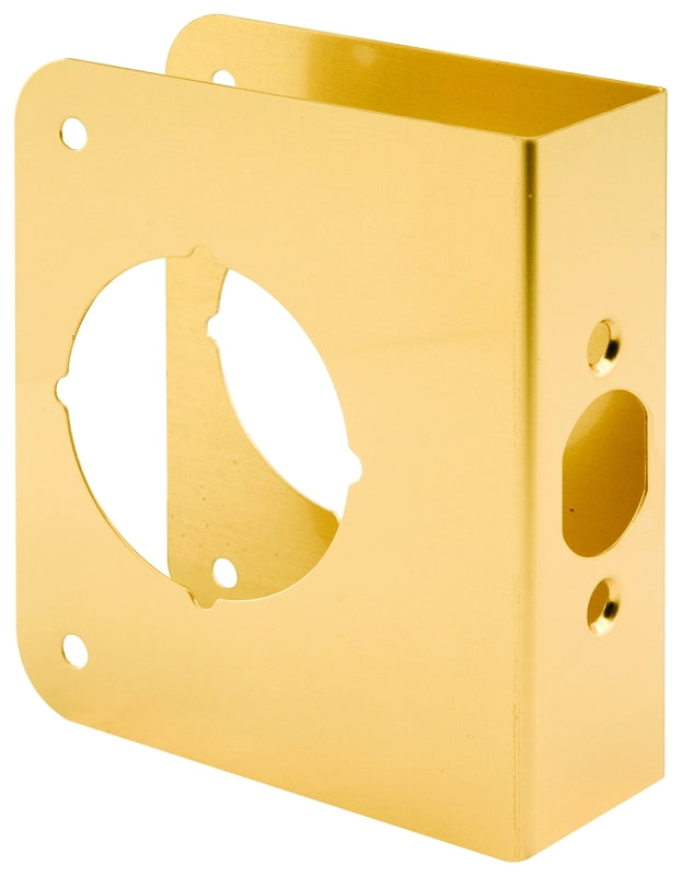Prime-Line Products U 9555 Prime Line Non-Recessed Lock Edge Reinforce, for Use with 1-3/8 in Door Thickness, Brass
