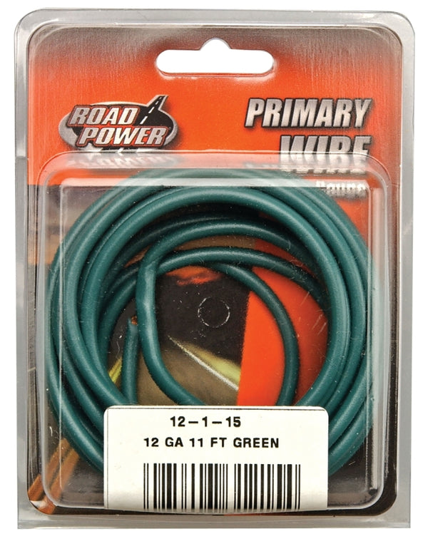 Road Power 55678933 12-1-15 Primary Electrical Wire, 12 Awg, 11 Ft, PVC, 11', Green
