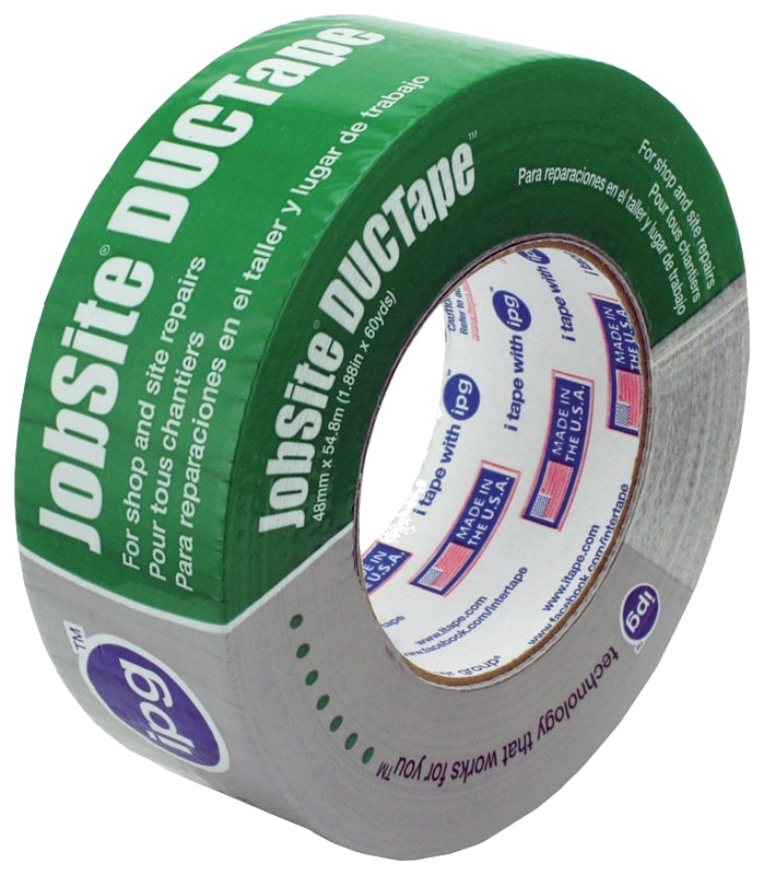 IPG JobSite DUCTape, Contractor Grade Duct Tape, 1.88" x 60 yd, Silver (Single Roll)