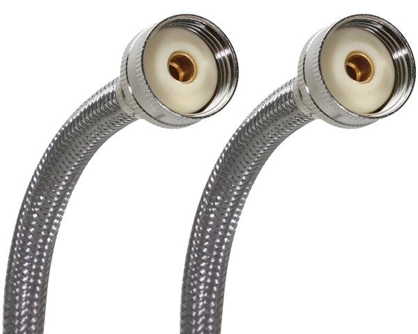 Fluidmaster 9WM60P2 Washing Machine Connector 2-Pack, Braided Stainless Steel - 3/4 Hose Fitting x 3/4 Hose Fitting, 60-Inch Length