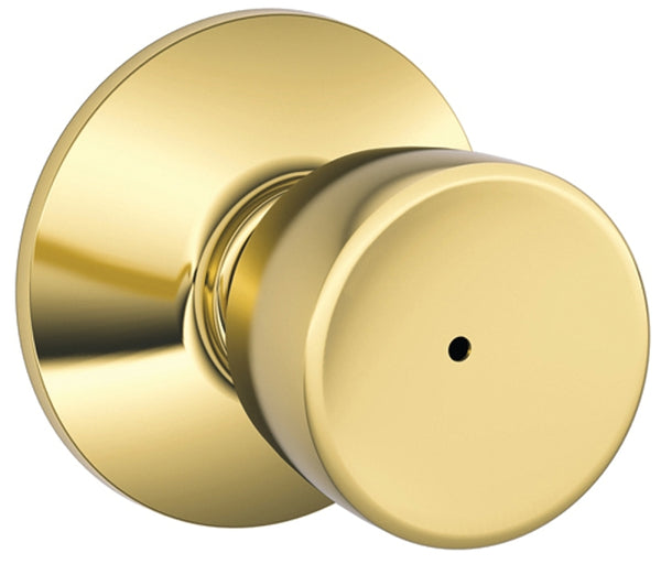 Schlage F40 V BEL 605 Bell Door Knob, Bed & Bath Privacy Lock, Bright Brass