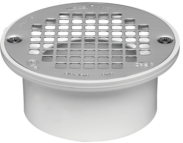 Oatey 43601 General Purpose Floor Drain with 5 in Nickel Alloy Strainer, 3 in Or 4 in, 4.95 in Flange, White