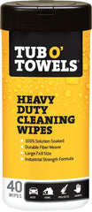 Tub O' Towels TW40 Heavy-Duty 7" x 8" Size Multi-Surface Cleaning Wipes, 40 Count Per Canister, White