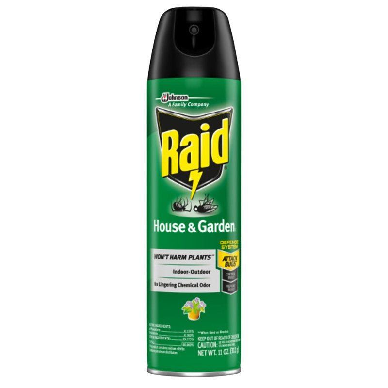 Raid House and Garden Insect Killer Insecticide Aerosol Spray - 11 Oz. (Pack of 3)