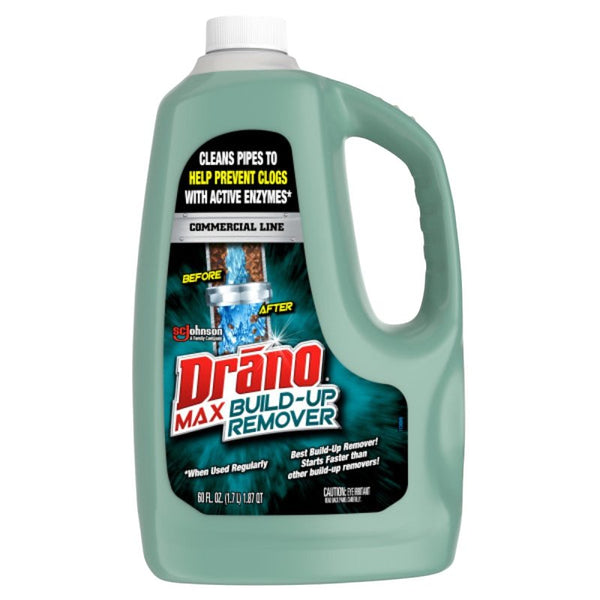 Drano Max Build Up Remover Drain Cleaner, Enzymes & Probiotics Prevents Clogs & Remove Odor-Causing Buildup, Safe for Septic, Toilets & Pipes in Bathroom Drains & Kitchen Sinks, Commercial Line, 60 oz 00388