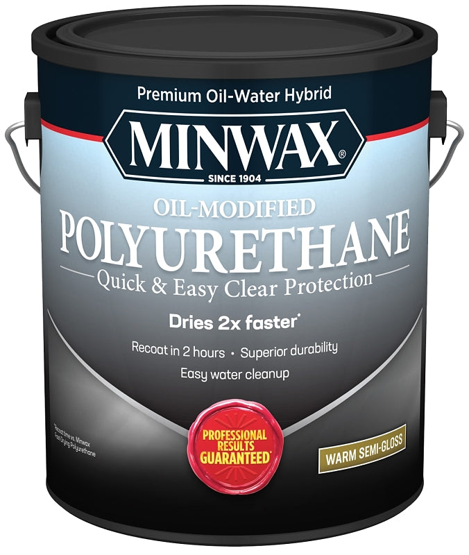 Minwax Water Based Oil-Modified Polyurethane, Warm Semi-Gloss, Clear, 1 Gallon