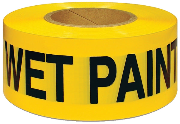 IPG Barricade Ribbon, WET PAINT, 3" x 300 ft, Yellow/Black, (Single Roll) (600WP 300)