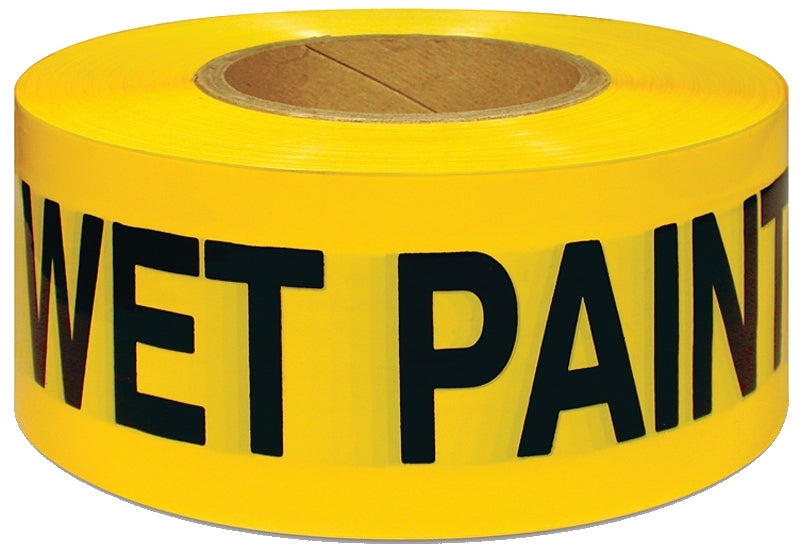 IPG Barricade Ribbon, WET PAINT, 3" x 300 ft, Yellow/Black, (Single Roll) (600WP 300)