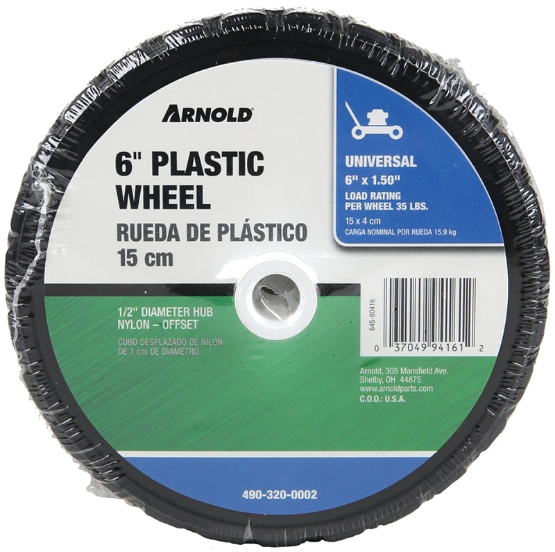 Arnold Nylon Bearing Plastic Wheel Diamond Tread 6" X 1.50" 35 Lbs. Max. Load Bulk