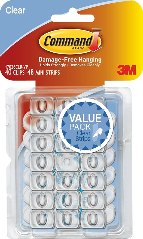 Command 17026CLR-VP Decorating Clips, 40, Clear, Count