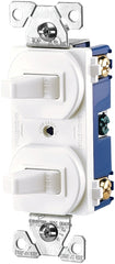 EATON 271W-BOX Arrow Hart 271W Duplex Grounding Toggle Switch, 120/277 Vac, 15 A, 1 Pole, White