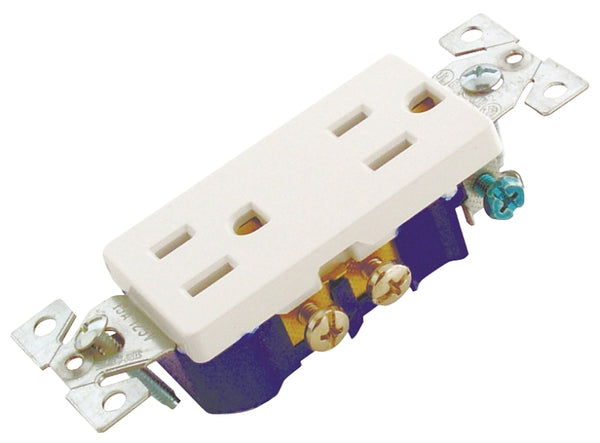 EATON Wiring 1107W 15-Amp 2-Pole 3-Wire 125-Volts Decorator Duplex Receptacle, White 1107W-BOX