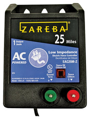 Zareba EAC25M-Z AC Powered Low Impedance electric Fence Charger - 25 Miles, Plug-In Electric Fence Energizer, Contain Animals, Keep Out Predators
