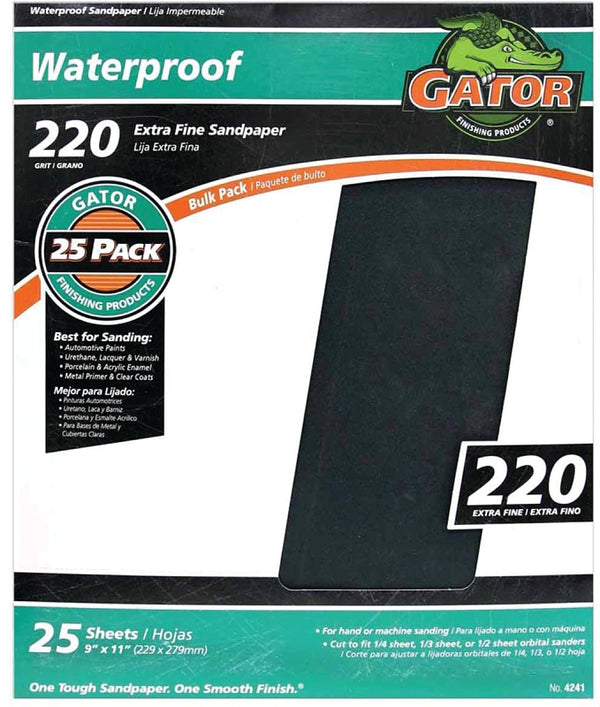 Ali Industries Gator 11 in. L x 9 in. W 220 Grit Extra Fine Silicon Carbide Waterproof Sandpaper 1 pc. 3283