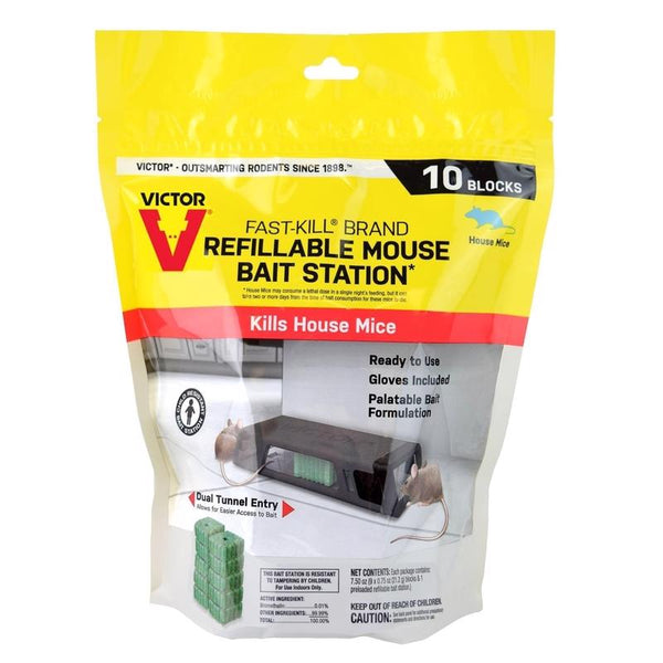 Victor M922 Fast-Kill Brand Ready-to-Use Refillable Mouse Station - 10 Blocks