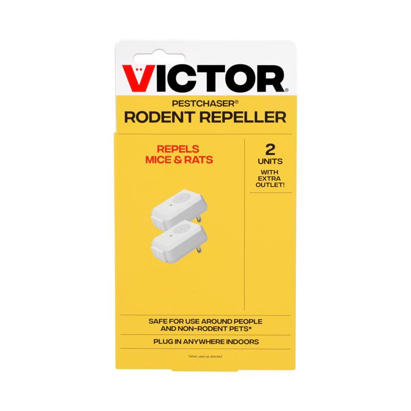 Victor M752PS 2 Units Pestchaser Rodent Repellent w/Nightlight & Extra Outlet,White