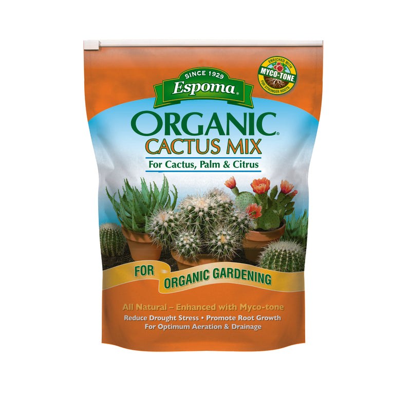 Espoma Organic Cactus Potting Soil Mix, Natural & Organic Soil for Cactus, Succulent, Palm, and Citrus Grown in containers Both Indoors and Outdoors, 8 qt, Pack of 1