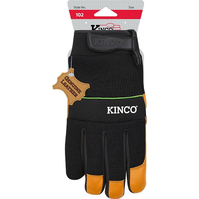 Kinco 102 Premium Grain Goatskin and Synthetic Hybrid with Pull-Strap Work Gloves– Durable and Lightweight - For Indoors and Outdoors – Extra Large