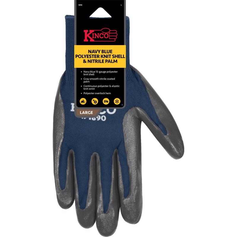 Kinco Polyester Knit Shell & Nitrile Palm