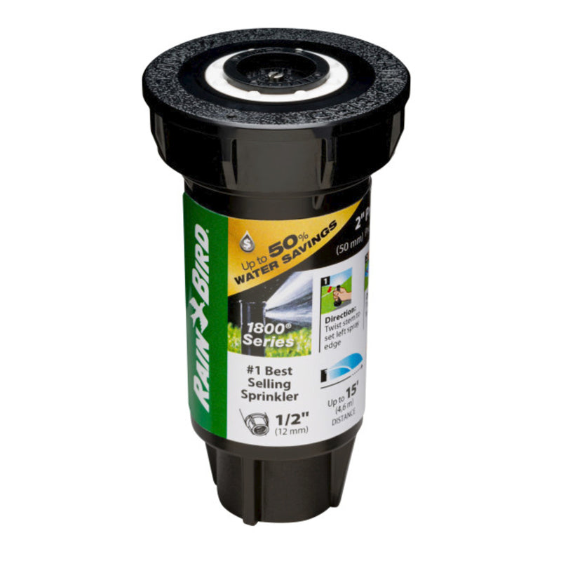 Rain Bird 1802QDSPRS Pressure Regulating (PRS) Professional Pop-Up Sprinkler MISTUB-1S Drip Irrigation Flexible Mister, 360° Full Circle Pattern, 12" Length, 1' -3' Spray Distance, Black