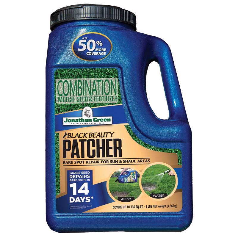 Jonathan Green (10450) Black Beauty Patcher Bare Spot Repair for Sun & Shade Areas - Cool Season Grass Seed, Fertilizer, & Mulch (3.5 lb)