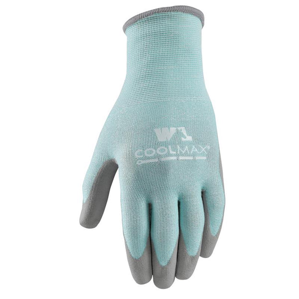 Wells Lamont Women's COOLMAX PU Coated Work Gloves, Medium (500M), Aqua