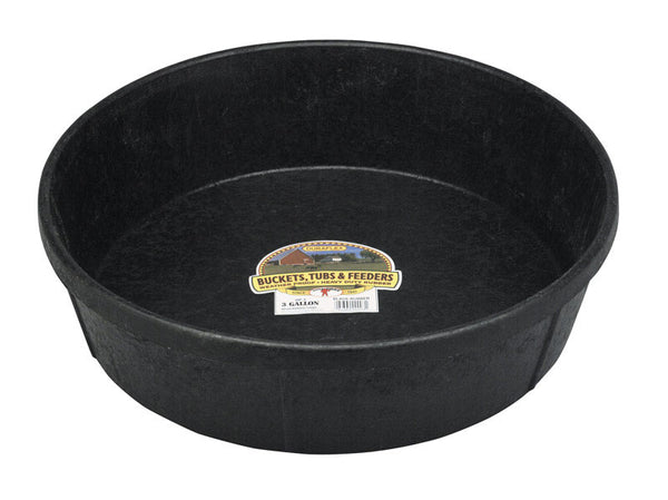 Little Giant Heavy Duty Rubber Pan | Durable Rubber Feed Pan | Indoor & Outdoor Use | 3 Gallons HP-3