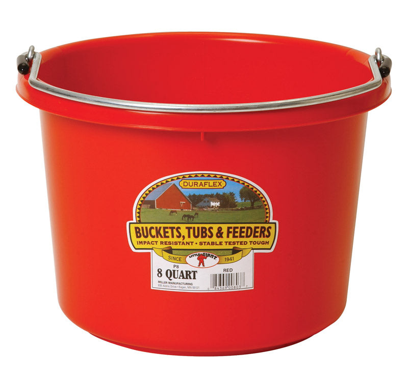 Plastic Animal Feed Bucket (Purple) - Little Giant - Round Plastic Feed Bucket with Metal Handle (8 Quarts / 2 Gallons) (Item No. P8RED6)
