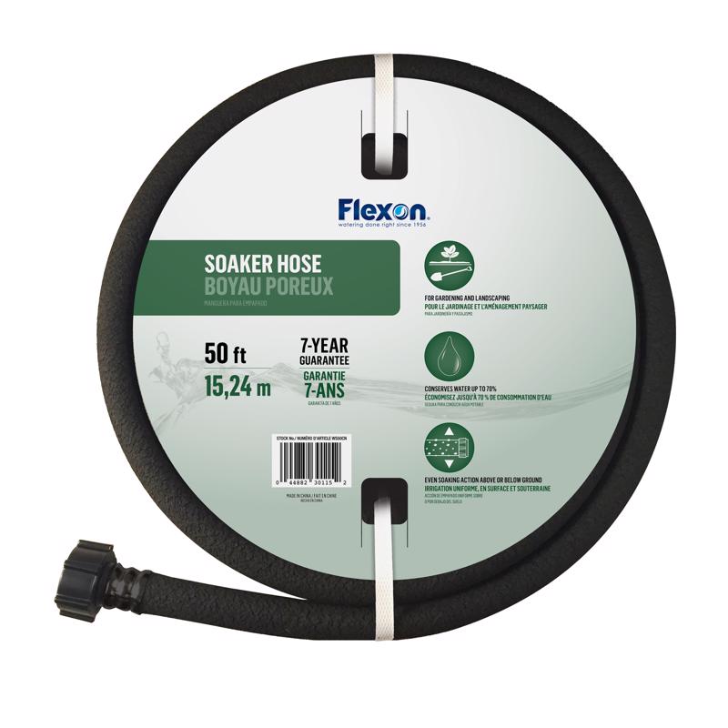 Flexon WS5850 5/8-Inch x 50-Foot Weep & Soak Garden Soaker Hose, Black