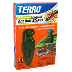 TERRO T1813 Outdoor Ready-to-Use Liquid Ant Bait Stake Killer Trap - Kills Common Household Ants - 8 Pcs