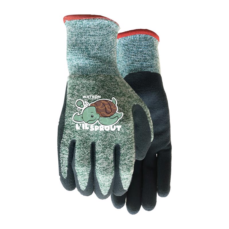 Watson Gloves, #6170 - L?il Sprout, Sustainable Garden Gloves for Kids - Eco-Friendly, Made of Recycled Products, Sure-Grip, Ergonomically Formed, Snug-Fitting (1 Pair, One Size/Extra Extra Small)