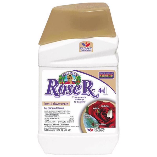 Bonide Captain Jack's Rose Rx 4-in-1 Insect & Disease Control, 16 oz Concentrate Neem Oil for Organic Gardening 817