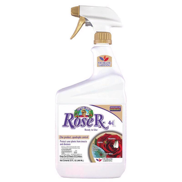 Bonide Rose Rx Multi-Purpose Fungicide, Insecticide and Miticide, 32 oz Ready-to-Use Spray, For Organic Gardening 820