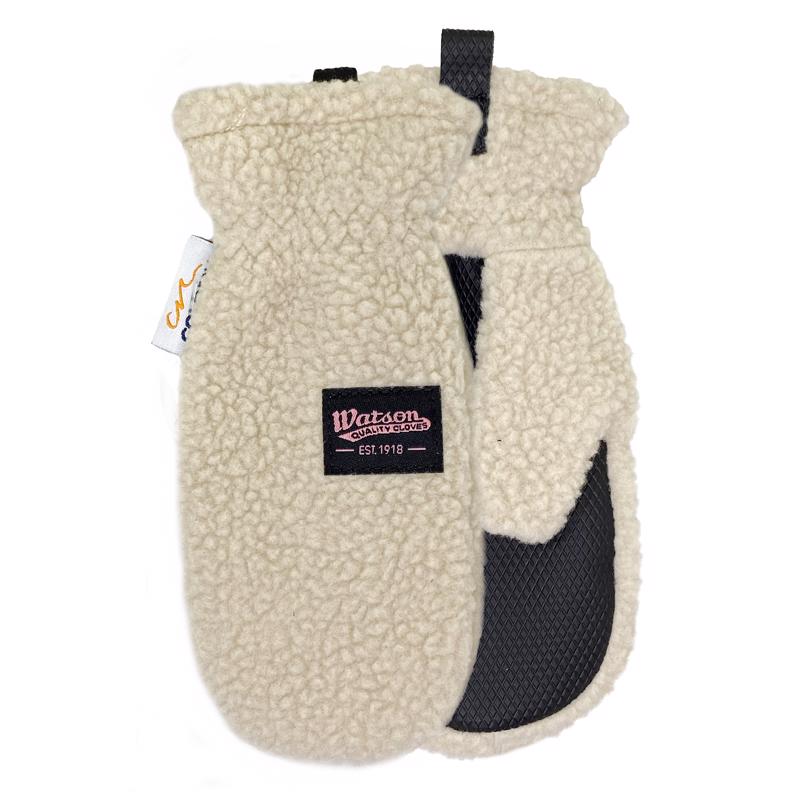 Watson Gloves Baby Baa Baa Cozy Winter Kid Mitt - Sustainable Fuzzy Fleece Sherpa Shell, Warm Eco-Lining, Snug-Fit, Slip-On, Beige, XX-Small