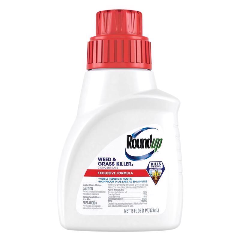 Roundup Weed & Grass Killer₄ Concentrate, Use in and Around Flower Beds, Walkways and Other Areas of Your Yard, 16 fl. oz.