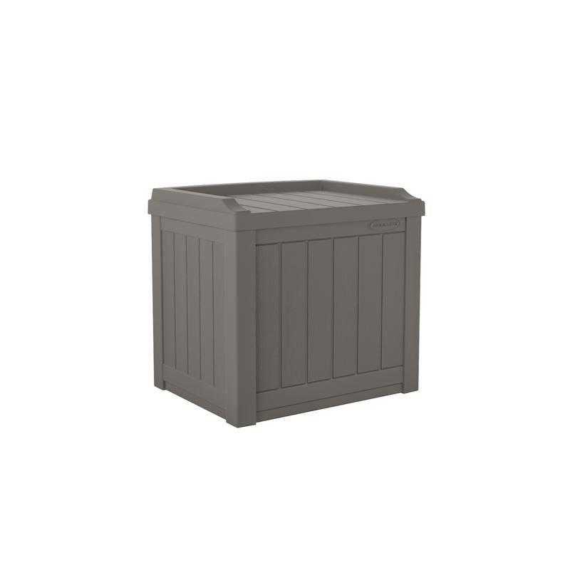 Suncast 22 Gallon Indoor or Outdoor Backyard Patio Small Storage Deck Box with Attractive Bench Seat and Reinforced Lid, Stone Gray