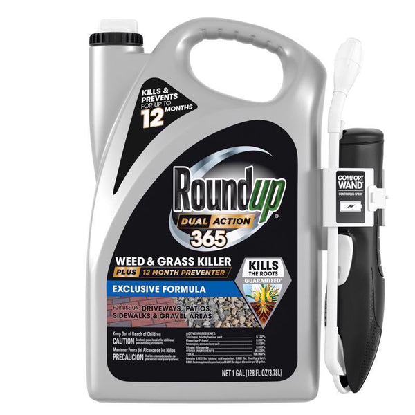 Roundup Dual Action 365 Weed & Grass Killer Plus 12 Month Preventer with Comfort Wand, Kills & Prevents for up to 1 Year, 1 gal. 5478304