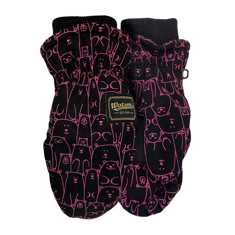 Watson Gloves L'il Bear Kids Sustainable Winter Mitt Glove for Boys & Girls - Warm Eco Thinsulate, Water Resistant, Windproof, Snow, Ski, Children Gloves (Pink)
