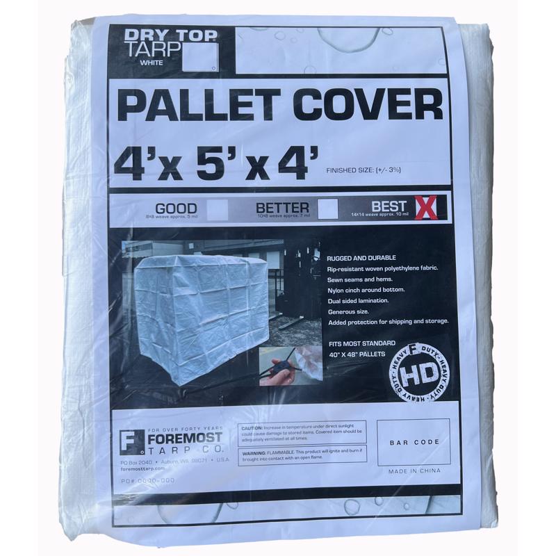 Dry Top Heavy Duty Pallet Cover Tarp, White, ‎4' x 5' x 4'