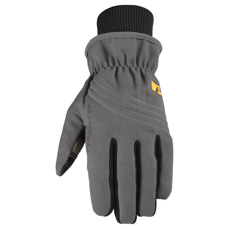 Wells Lamont Men's Insulated Wearpower Synthetic Leather Slip-On Cold Weather Work Gloves | Water-Resistant | Touchscreen | Gray | X-Large (7748XL)