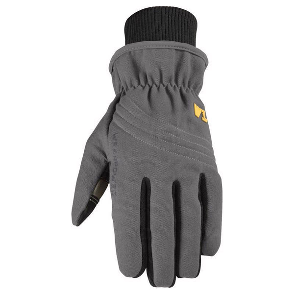 Wells Lamont Men's Insulated Wearpower Synthetic Leather Slip-On Cold Weather Work Gloves | Water-Resistant | Touchscreen | Gray | Large (7748L)