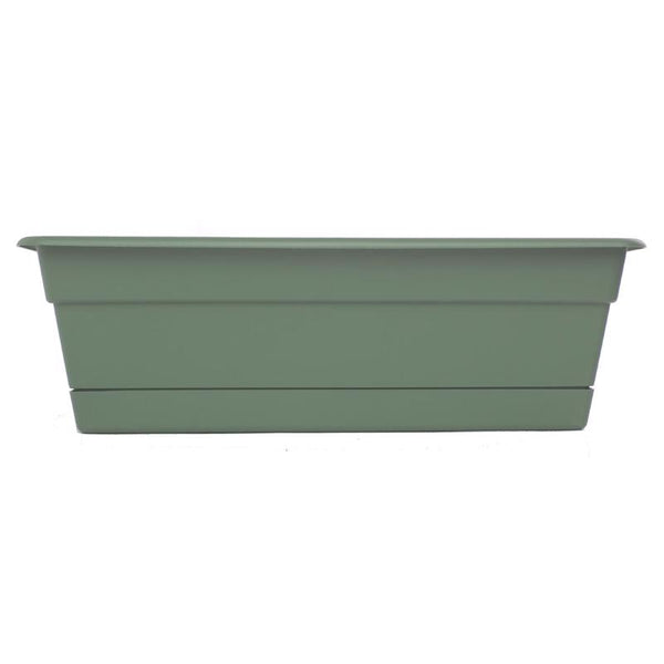Bloem Dura Cotta 18" Basil Resin Rectangle Window Box Planter with Saucer Tray for Indoor or Outdoor Gardening, Made in USA DCBT18-41